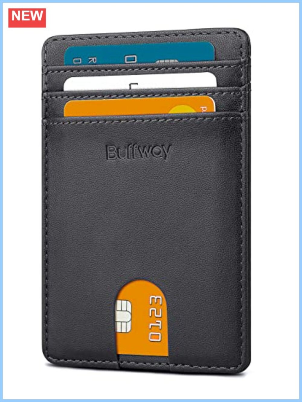 Slim RFID Leather Wallet Thin Front Pocket Minimalist Card Holder Travel Work